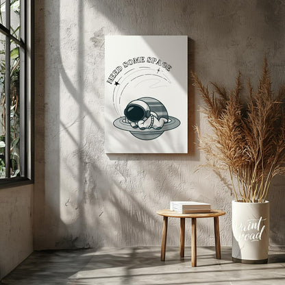 This whimsical design features a cartoon astronaut lounging effortlessly on the rings of Saturn, ne… for living room