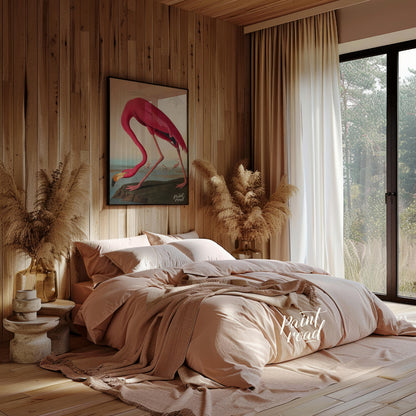 "This illustration, ""American Flamingo"" by John James Audubon, captures the elegant form of the f… for bedroom
