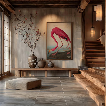 "This illustration, ""American Flamingo"" by John James Audubon, captures the elegant form of the f… for entryway