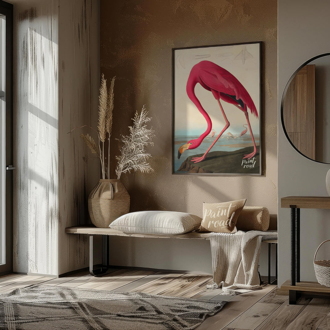 "This illustration, ""American Flamingo"" by John James Audubon, captures the elegant form of the f… for living room