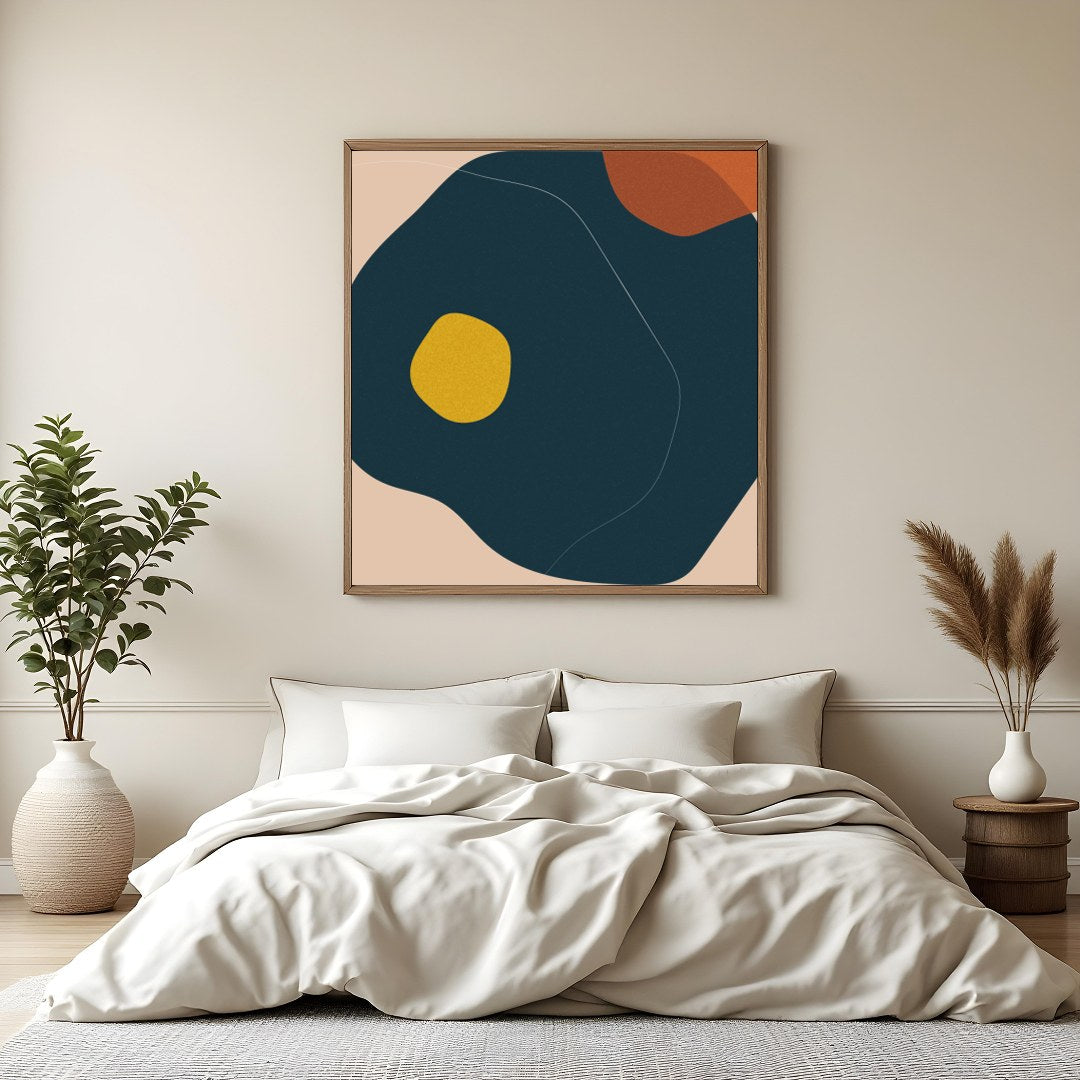 Elevate your space with the 'Autumn Abstract Harmony,' a piece that beautifully blends organic for Bedroom
