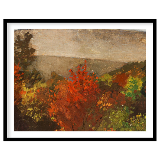 Experience the tranquil beauty of nature with this evocative landscape painting. Rich autumnal for house