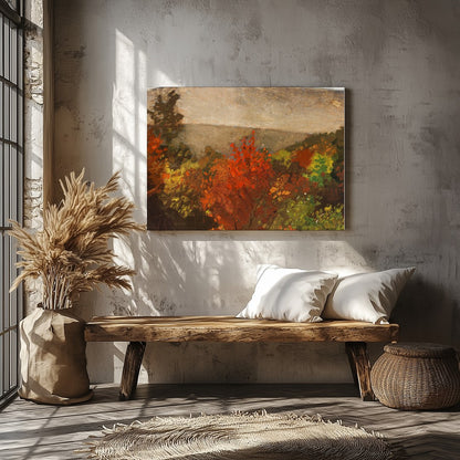Experience the tranquil beauty of nature with this evocative landscape painting. Rich autumnal for Veranda