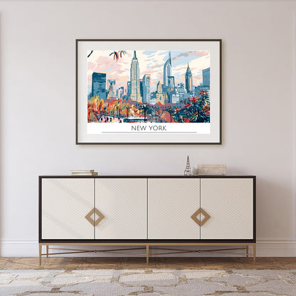 Experience the vibrant essence of New York City with this stunning skyline print, capturing the for Foyer