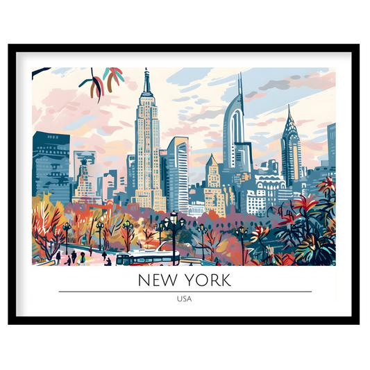 Experience the vibrant essence of New York City with this stunning skyline print, capturing the for retreat