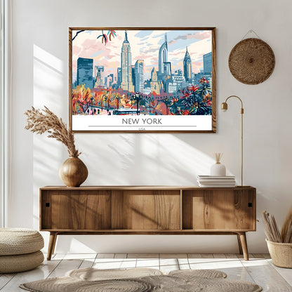 Experience the vibrant essence of New York City with this stunning skyline print, capturing the for Sitting Area