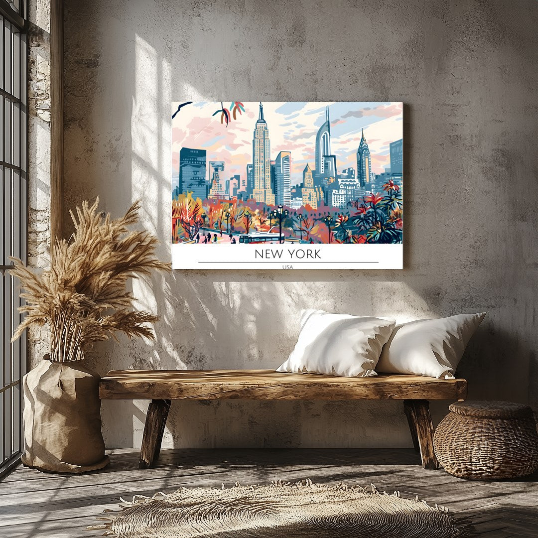 Experience the vibrant essence of New York City with this stunning skyline print, capturing the for Veranda