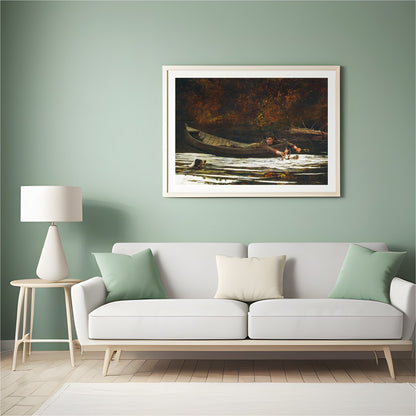 Immerse yourself in the serene beauty of 'Autumn River Quest,' a captivating piece that depicts a for Hall