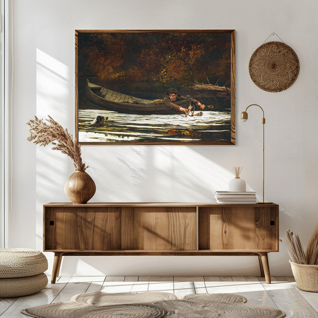 Immerse yourself in the serene beauty of 'Autumn River Quest,' a captivating piece that depicts a for Sitting Area