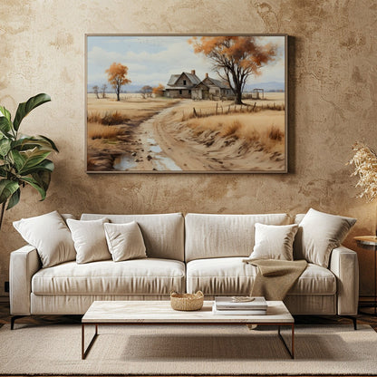 Discover the tranquil beauty of a rustic homestead surrounded by the warm hues of autumn. This for Family Room