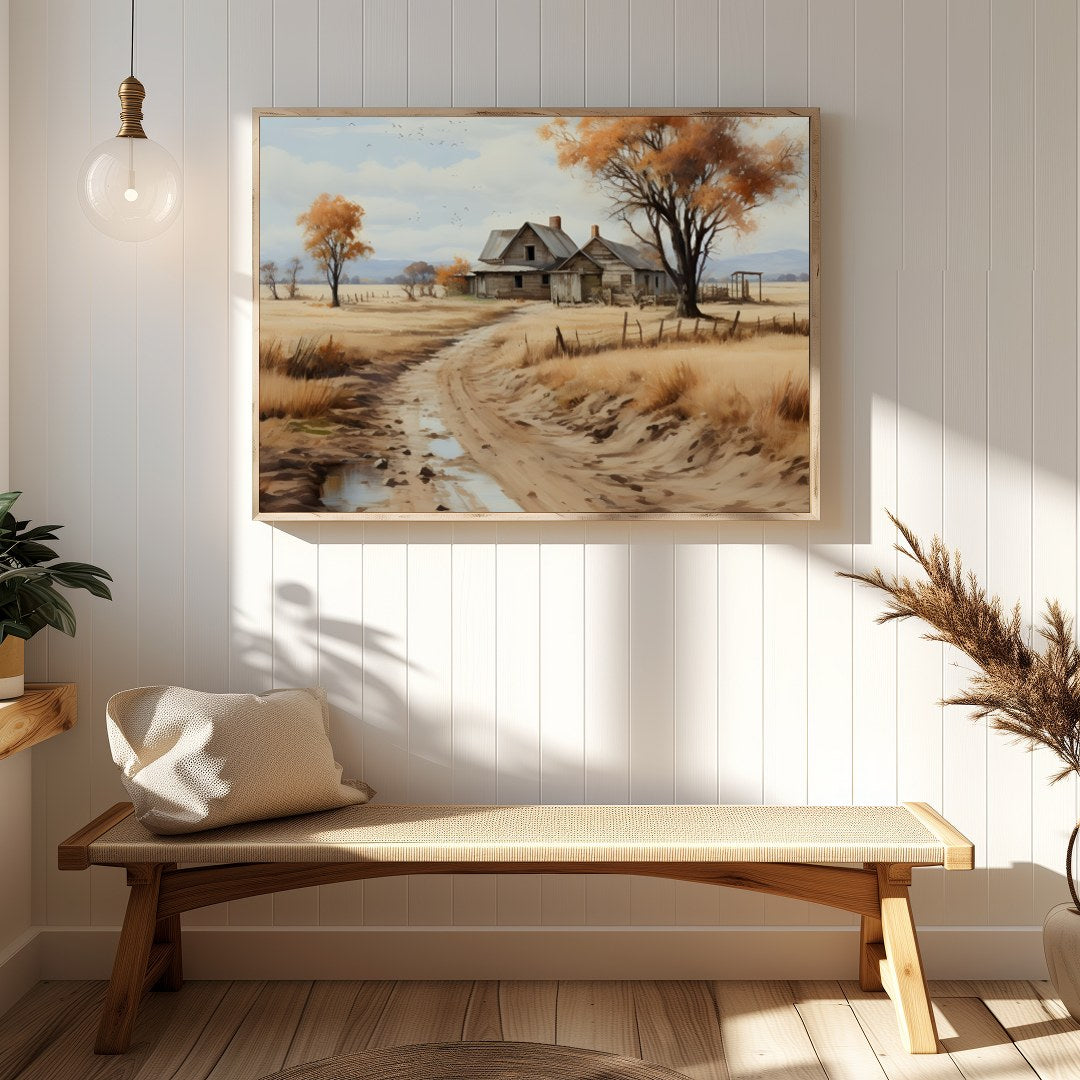 Discover the tranquil beauty of a rustic homestead surrounded by the warm hues of autumn. This for Hallway