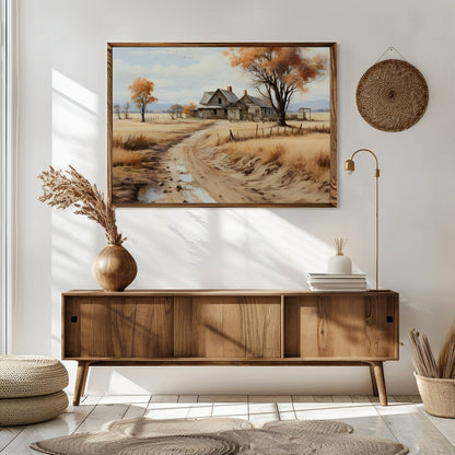 Discover the tranquil beauty of a rustic homestead surrounded by the warm hues of autumn. This for Sitting Area