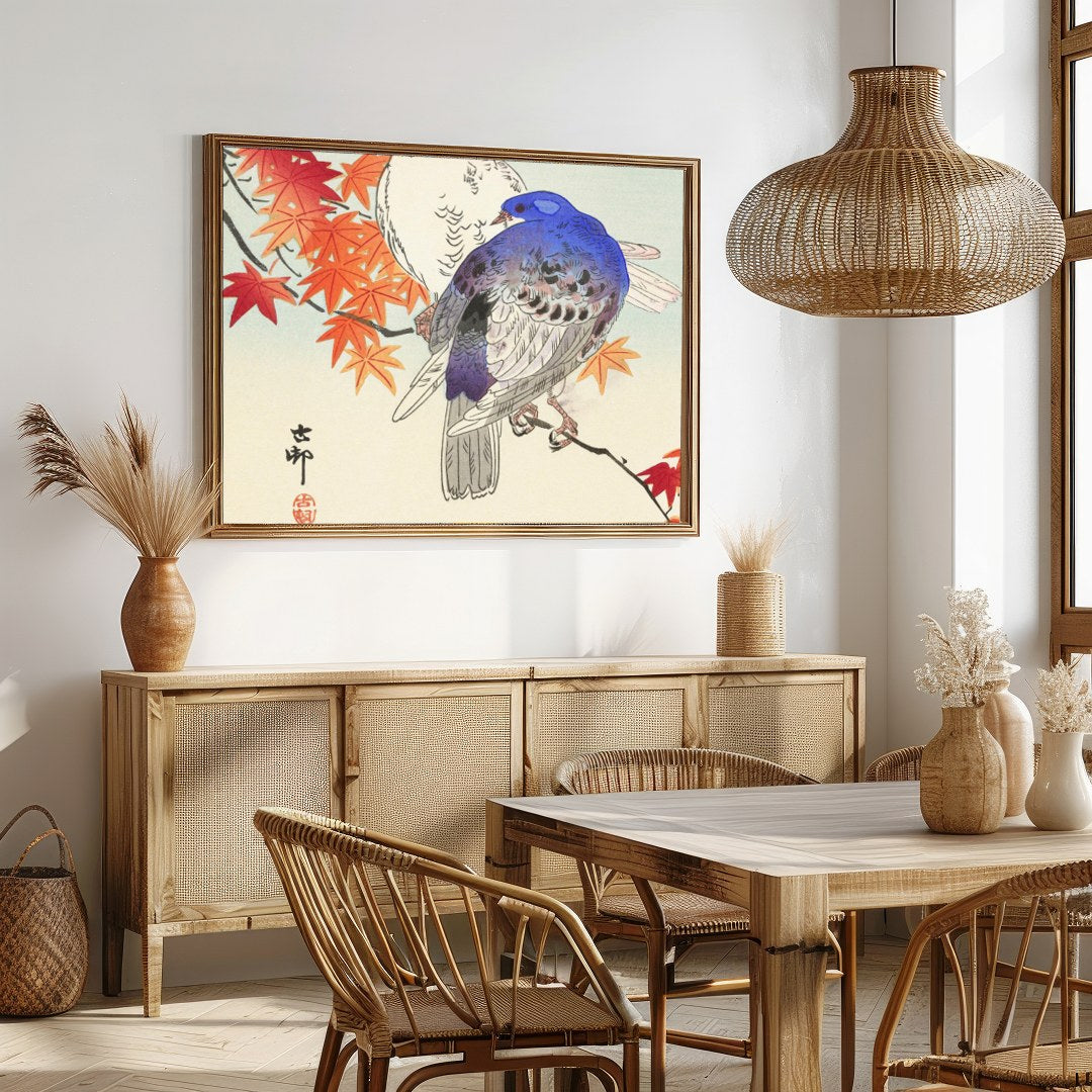 Capture the elegance of nature with this exquisite wall art that features two songbirds perched for Dining
