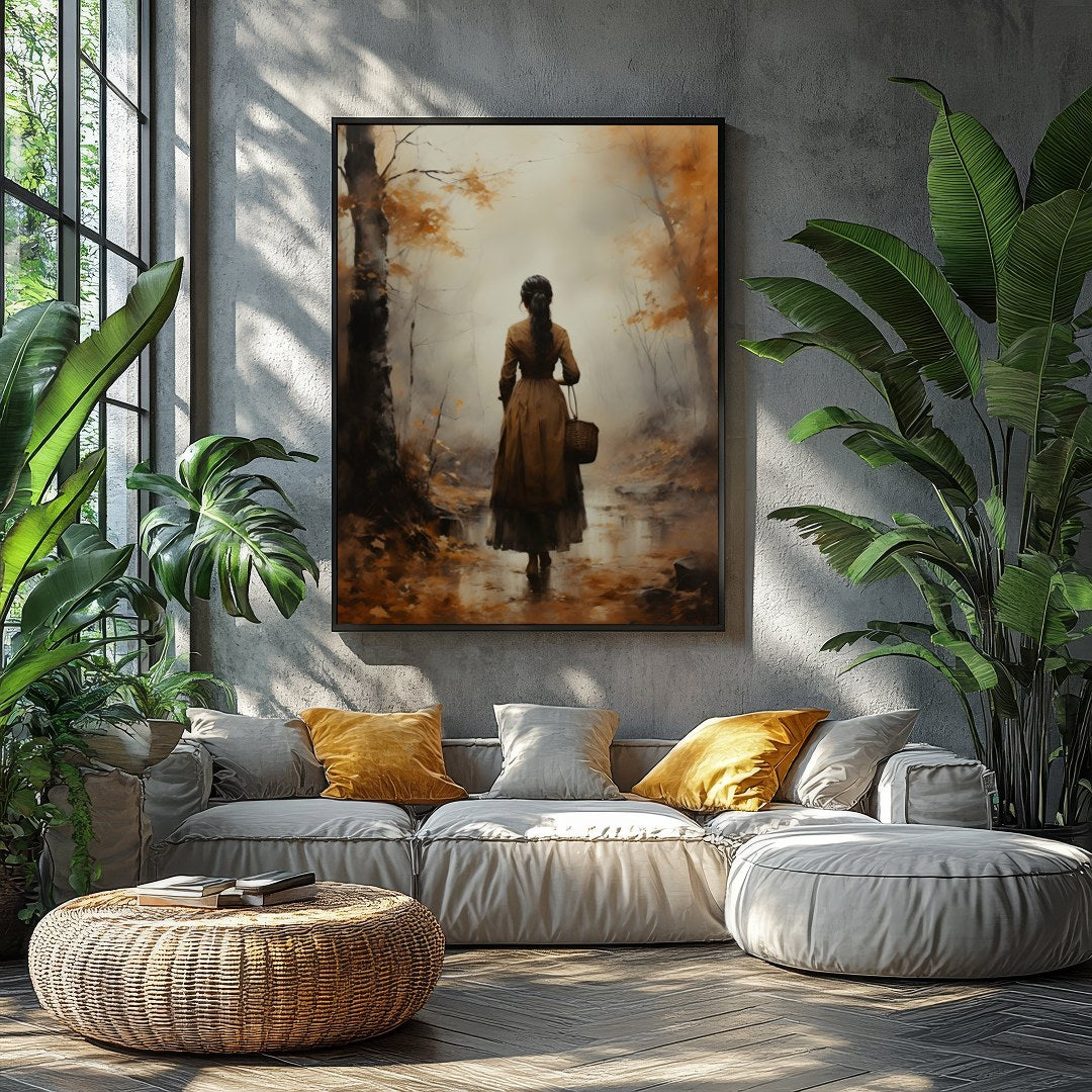 Immerse yourself in the tranquil beauty of an autumn walk with this captivating artwork. Featuring for Balcony