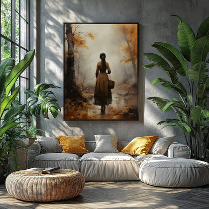 Immerse yourself in the tranquil beauty of an autumn walk with this captivating artwork. Featuring for Balcony