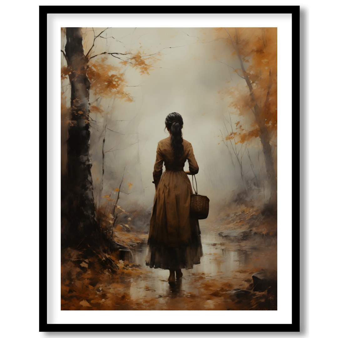 Immerse yourself in the tranquil beauty of an autumn walk with this captivating artwork. Featuring for dwelling