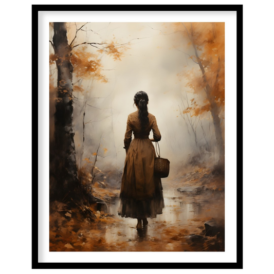 Immerse yourself in the tranquil beauty of an autumn walk with this captivating artwork. Featuring for dwelling
