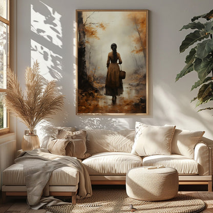 Immerse yourself in the tranquil beauty of an autumn walk with this captivating artwork. Featuring for Sitting Area