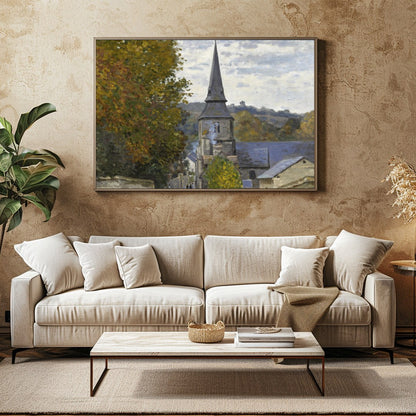 Immerse yourself in the serene beauty of this countryside village scene, where the golden hues of for Family Room