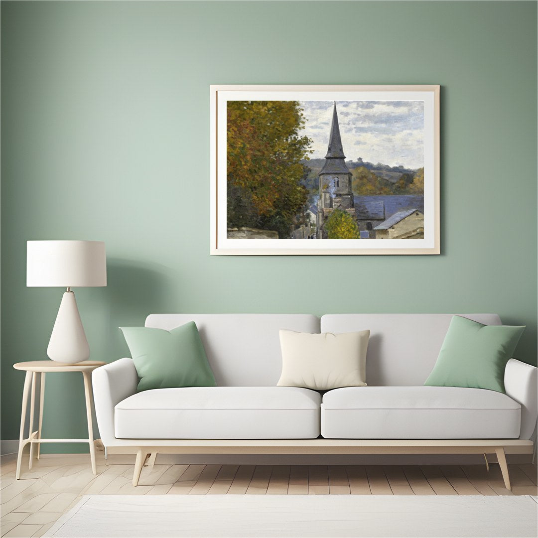 Immerse yourself in the serene beauty of this countryside village scene, where the golden hues of for Hall