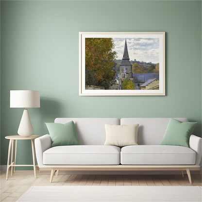 Immerse yourself in the serene beauty of this countryside village scene, where the golden hues of for Hall