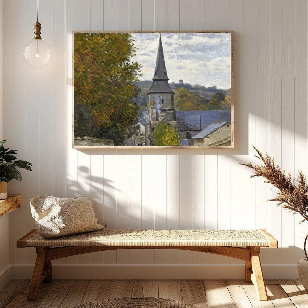 Immerse yourself in the serene beauty of this countryside village scene, where the golden hues of for Hallway