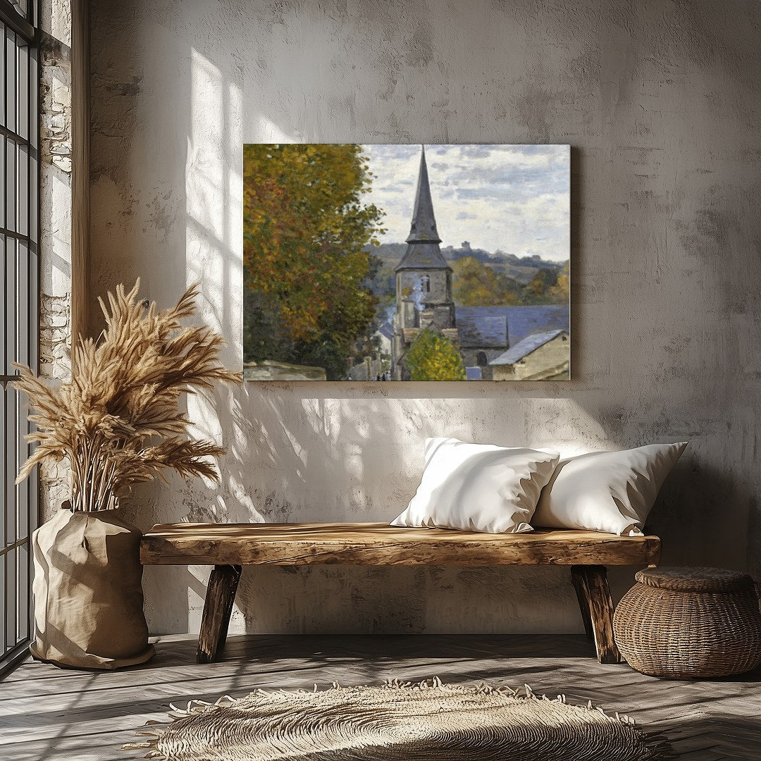 Immerse yourself in the serene beauty of this countryside village scene, where the golden hues of for Veranda