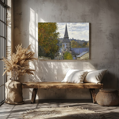 Immerse yourself in the serene beauty of this countryside village scene, where the golden hues of for Veranda