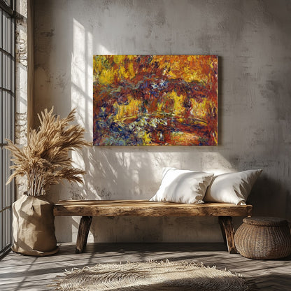 Experience the warmth of autumn with this captivating abstract piece. A vibrant blend of oranges, for Veranda