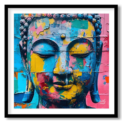 Awakening in Color" portrays Buddha's serene visage in a vibrant, modern context. Bold strokes of c… for lovely house