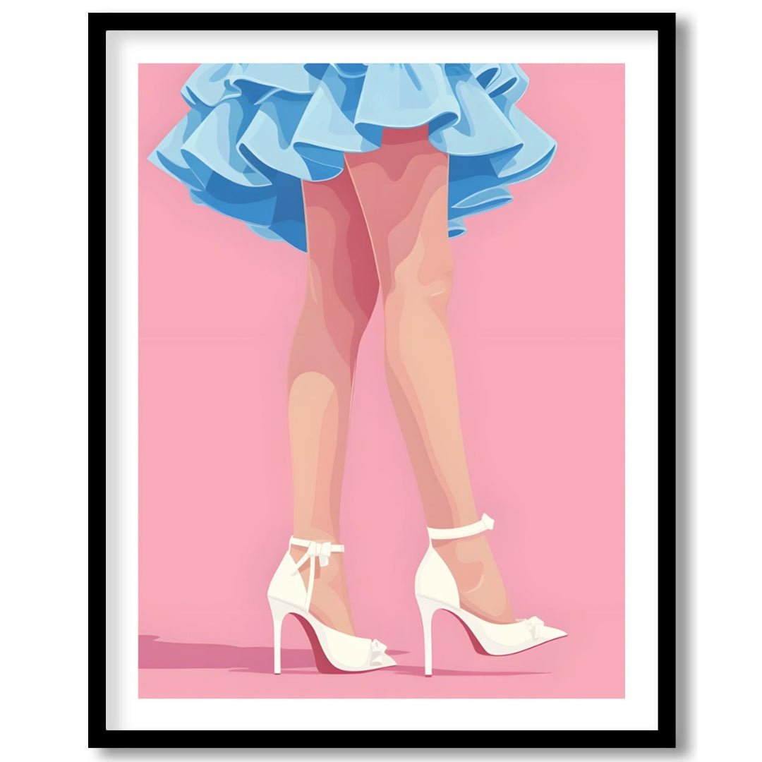 This stylized digital illustration features the lower portion of a figure, showcasing a vibrant azu… for lovely house