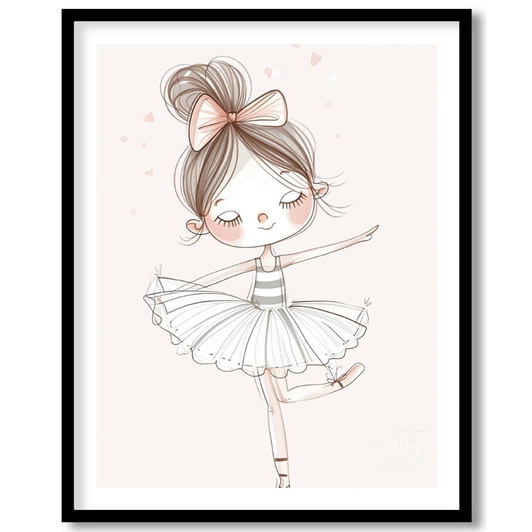 This enchanting poster features a charming illustration of a little ballerina gracefully poised in … for house