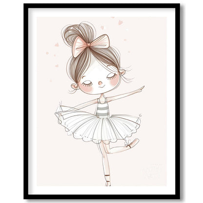 This enchanting poster features a charming illustration of a little ballerina gracefully poised in … for house