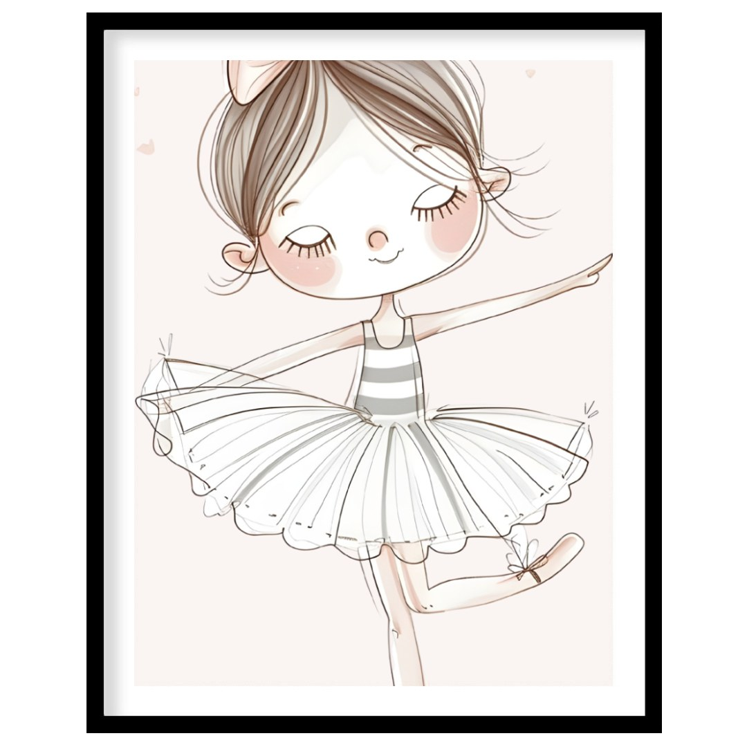 This enchanting poster features a charming illustration of a little ballerina gracefully poised in … for house
