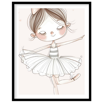 This enchanting poster features a charming illustration of a little ballerina gracefully poised in … for house