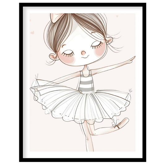 This enchanting poster features a charming illustration of a little ballerina gracefully poised in … for house