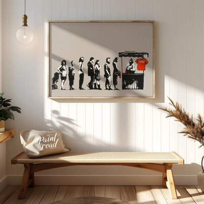 This satirical and socially charged art print features Banksy’s “Destroy Capitalism” stencil, depic… for entryway