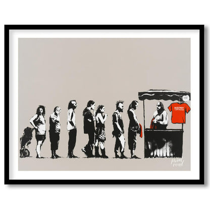 This satirical and socially charged art print features Banksy’s “Destroy Capitalism” stencil, depic… for house