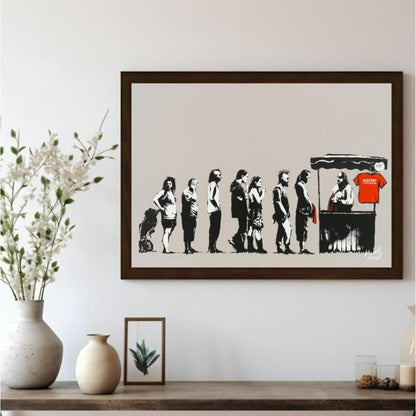 This satirical and socially charged art print features Banksy’s “Destroy Capitalism” stencil, depic… for living room