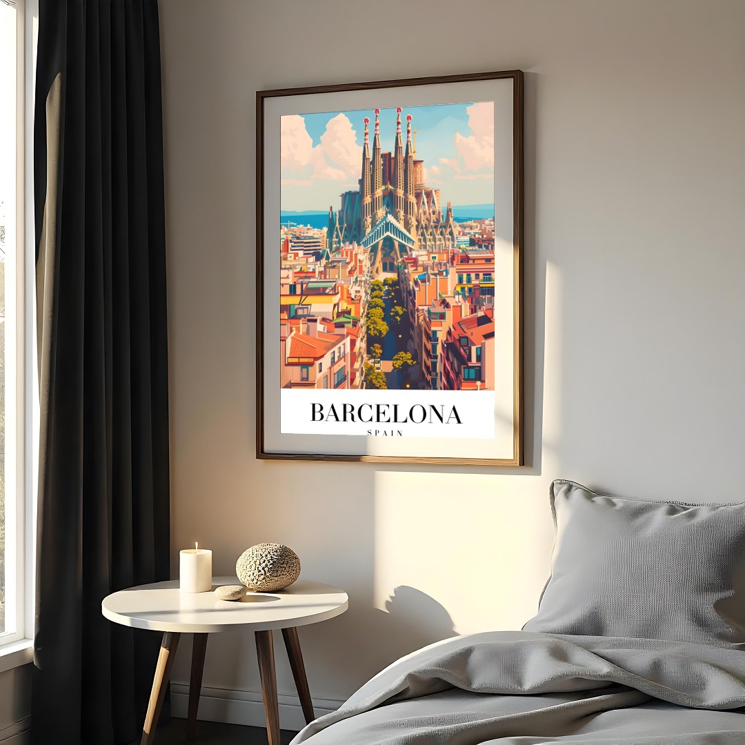 Experience the vibrant energy of Barcelona with this stunning portrayal of the iconic Sagrada for Bedroom