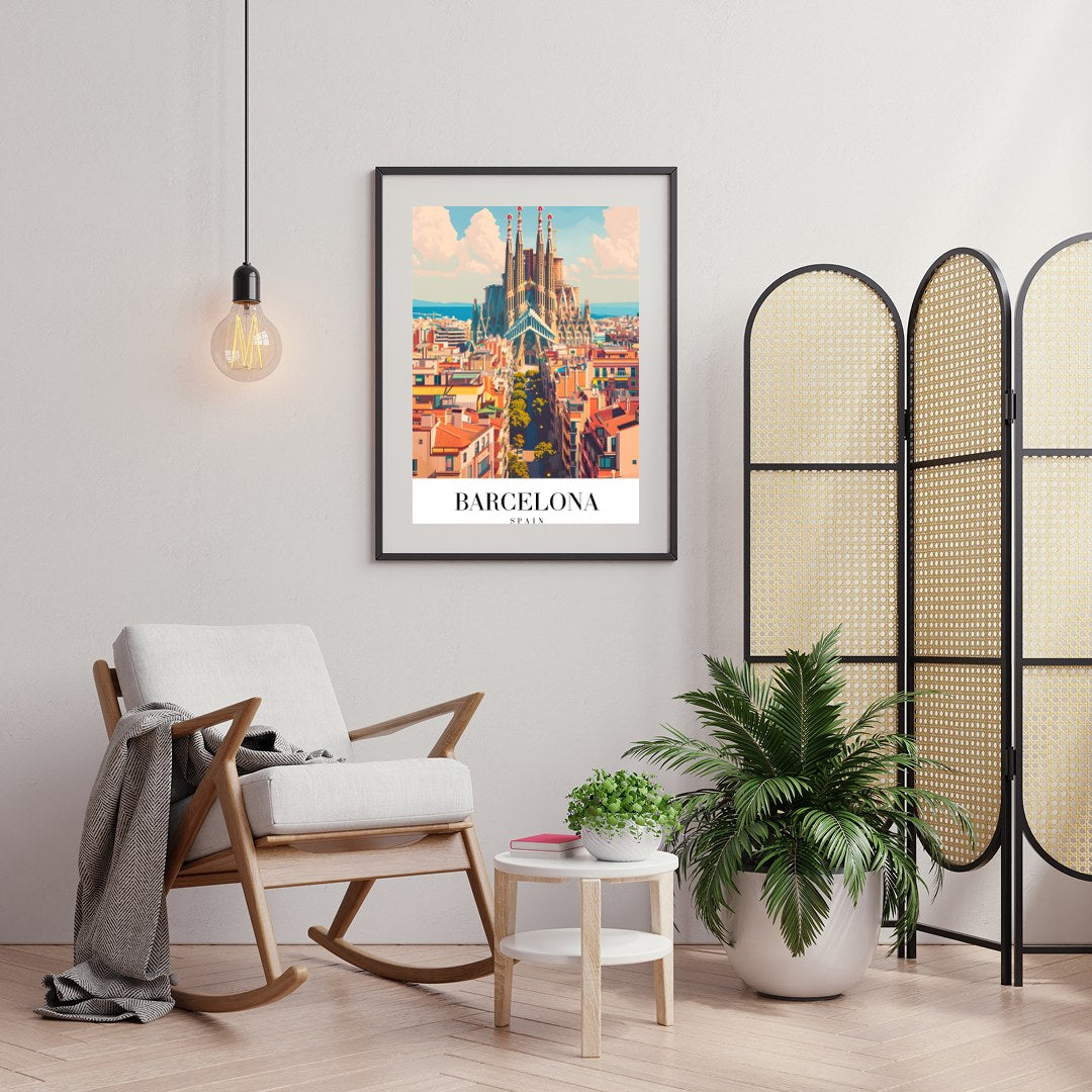 Experience the vibrant energy of Barcelona with this stunning portrayal of the iconic Sagrada for Foyer