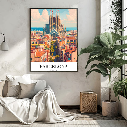 Experience the vibrant energy of Barcelona with this stunning portrayal of the iconic Sagrada for Living Room