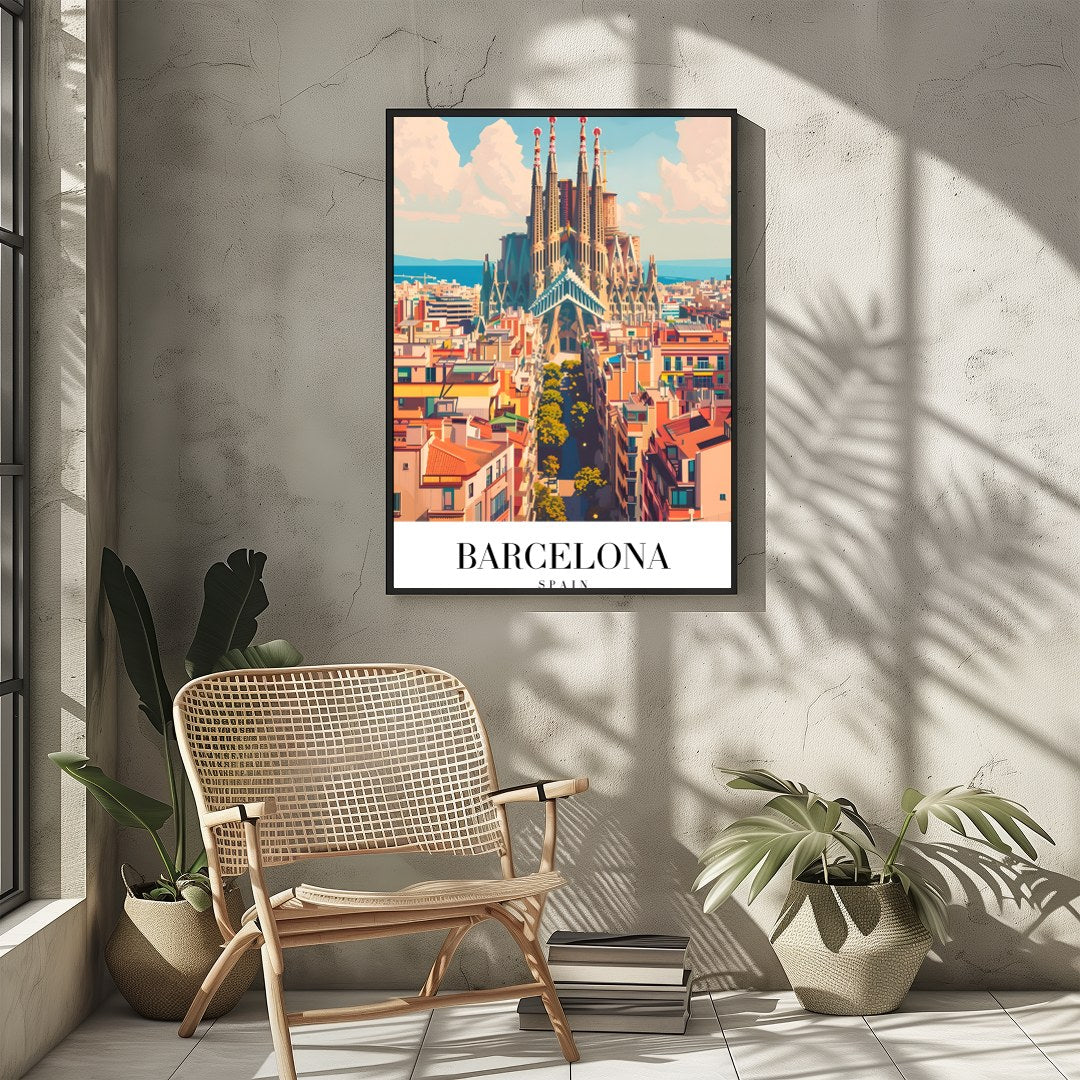 Experience the vibrant energy of Barcelona with this stunning portrayal of the iconic Sagrada for Sitting Area