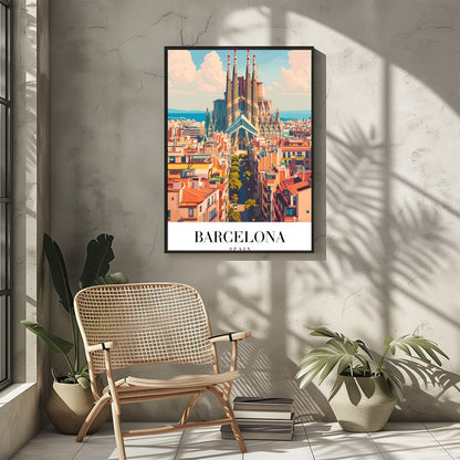 Experience the vibrant energy of Barcelona with this stunning portrayal of the iconic Sagrada for Sitting Area