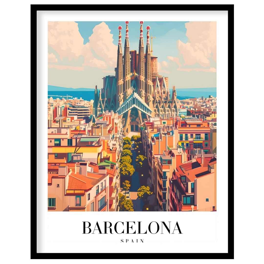 Experience the vibrant energy of Barcelona with this stunning portrayal of the iconic Sagrada for space