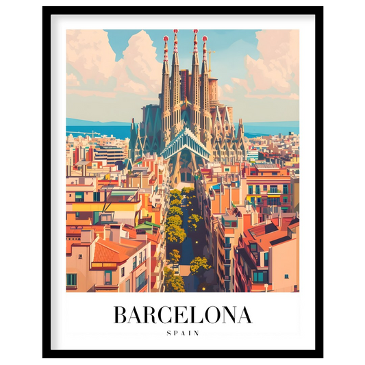 Experience the vibrant energy of Barcelona with this stunning portrayal of the iconic Sagrada for space