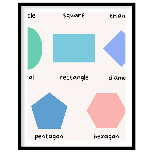 This clean and straightforward educational poster, titled "SHAPES," is designed to introduce fundam… for house