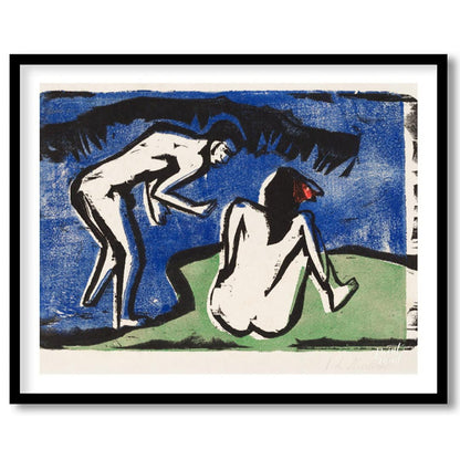 Bathing Couple Painting available online at Paintroad showing angular forms art collector and art history