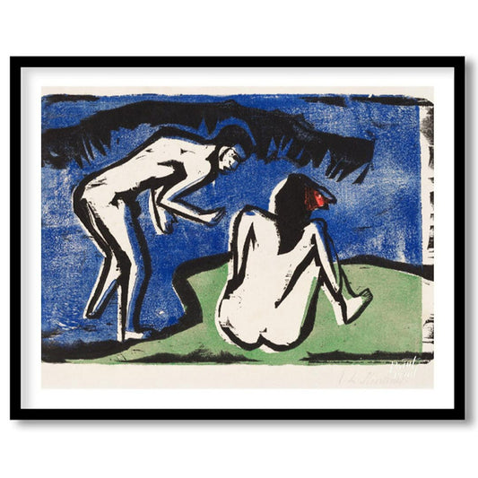 Bathing Couple Painting available online at Paintroad showing angular forms art collector and art history