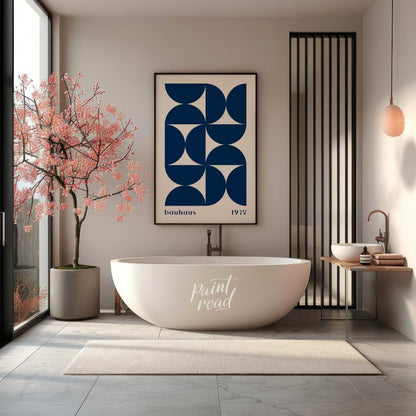 This poster beautifully captures the essence of Bauhaus design with its rhythmic arrangement of dee… for bathroom